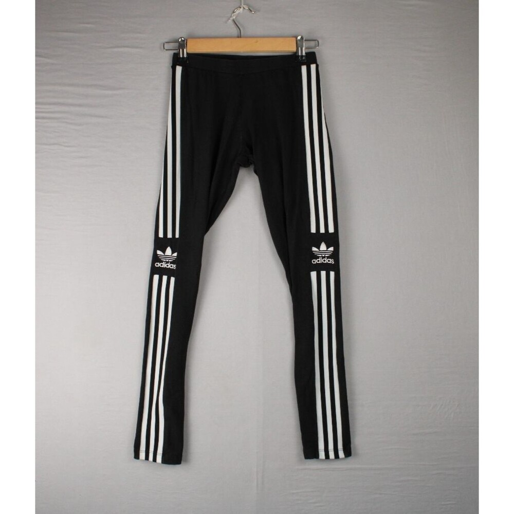 Adidas Womens Jeggings Black Size XSmall 3 White Stripes Trefoil Workout Casual